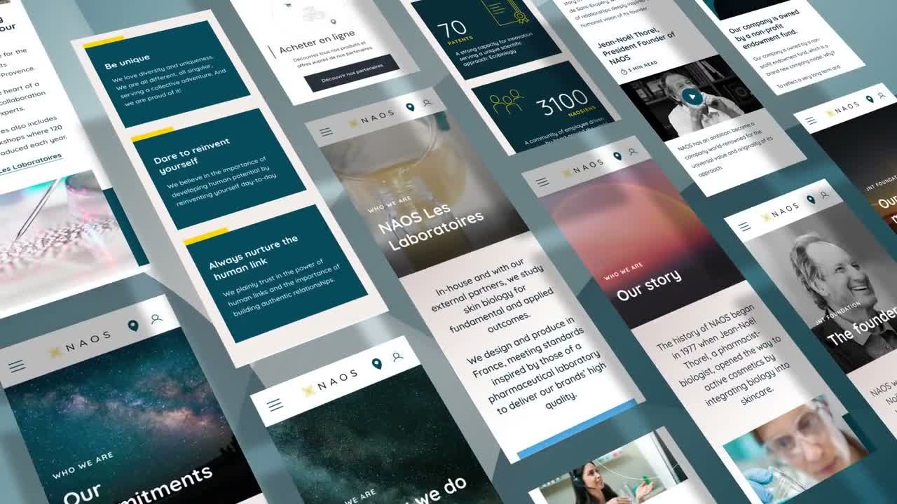 NAOS website mobile screens: Bioderma and Institut Esthederm e-commerce redesign