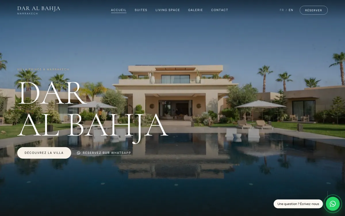 Dar Al Bahja villa website, Marrakech, on desktop