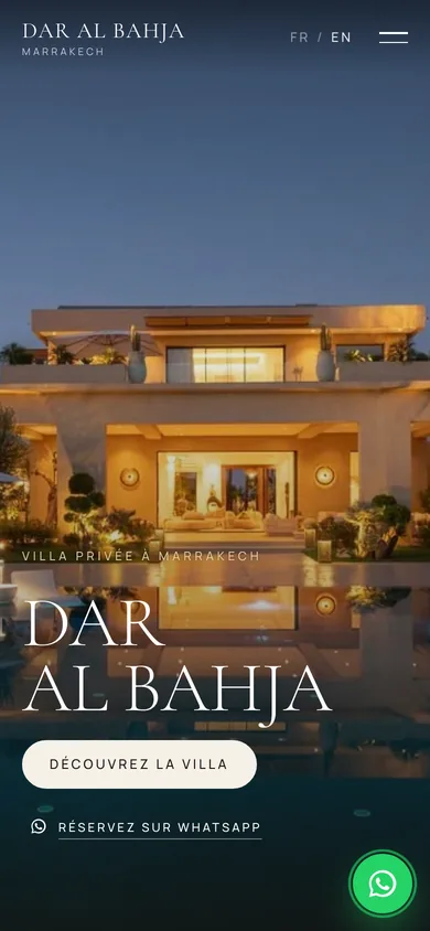 Dar Al Bahja villa website on a phone