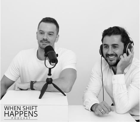 When Shift Happens podcast hosts recording an episode